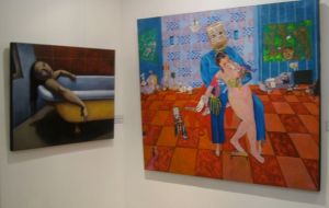Elmer Borlongan, "Girl in a Bathtub", 2009 and Plet Bolipata, "
